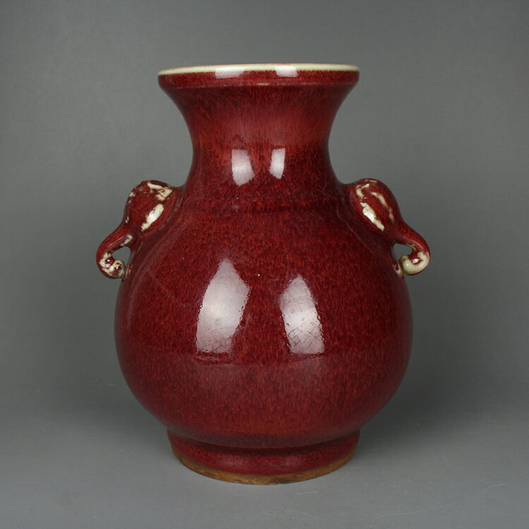 中国美術 古玩 红釉雙耳花瓶 置物 11f8ebb00a0242ac110005.jpg