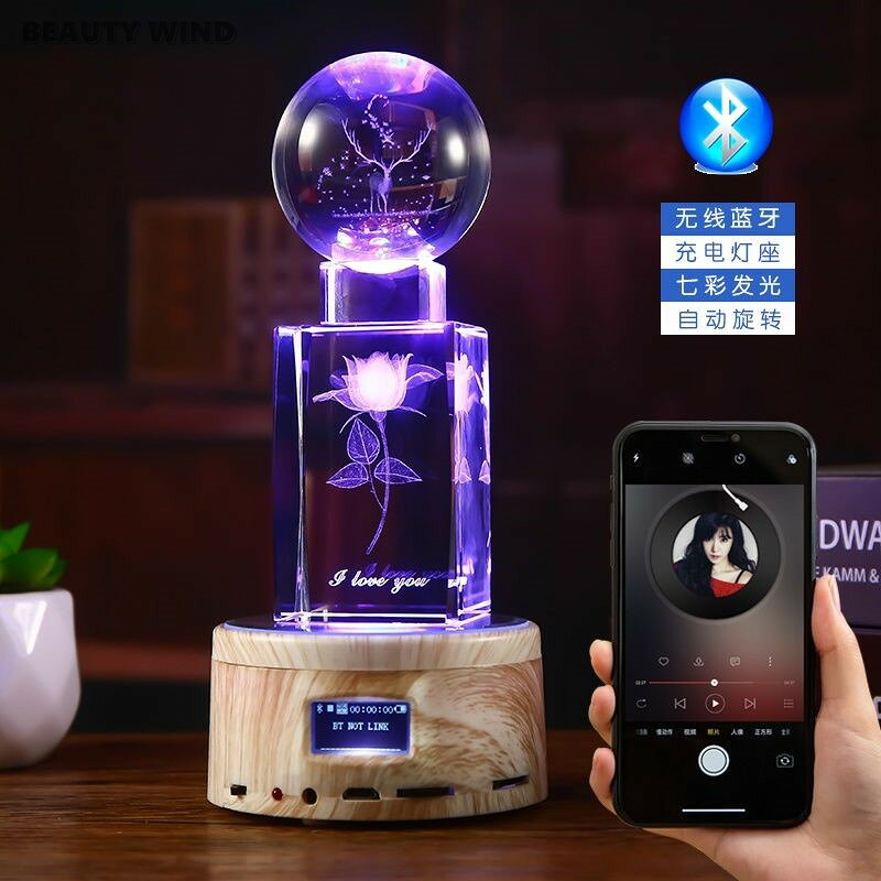 水晶球旋轉光公主音樂八音手工diy生日禮物女生送女孩兒童