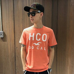 美國百分百【全新真品】Hollister Co. T恤 HCO 短袖 T-shirt 海鷗 logo 粉橘 XL號 AL11