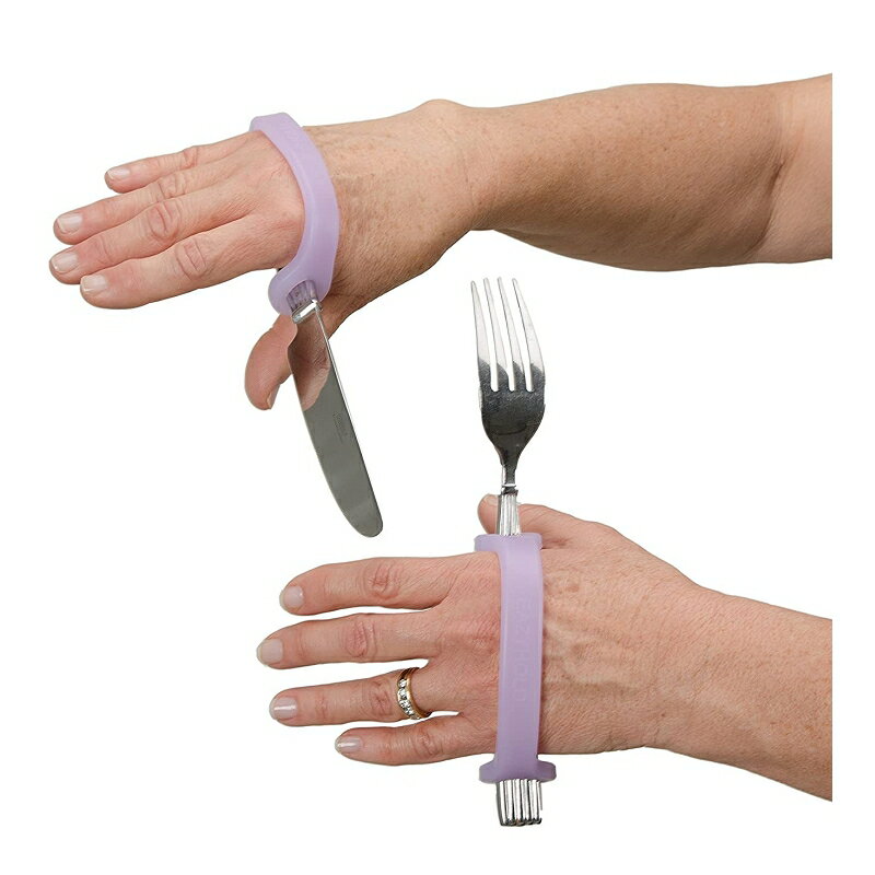 [9美國直購] EazyHold 矽膠輔助握把 5 1/4吋 一對 適用手部活動受限 中風 職業療法或物理療法使用的人 藍/紫