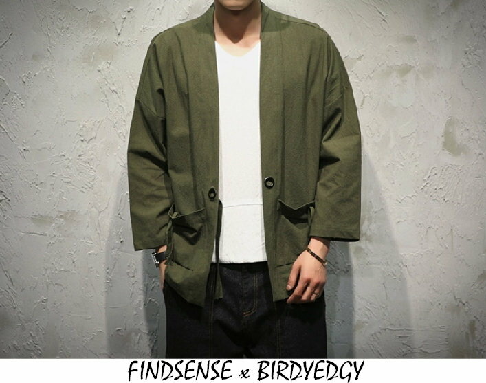 FINDSENSE 獨家打造 日系風格 外套 和服外套 春夏秋冬皆適合 外搭 和服 日本 武士 忍者 穿搭 並提供大尺碼 1