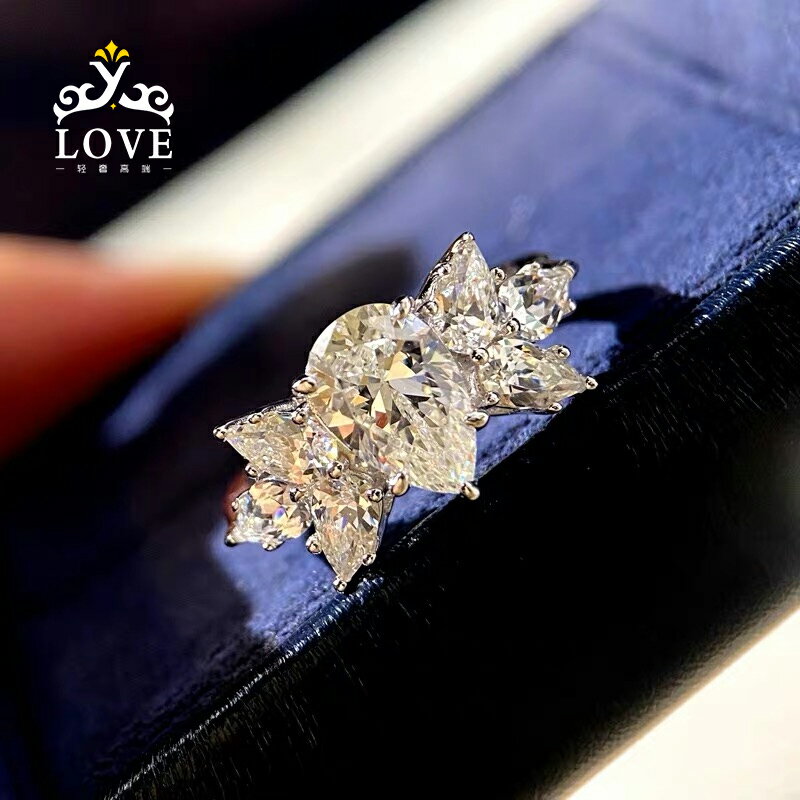 18K金蝴蝶造型莫桑鉆鉆戒女士高貴奢華模擬鉆戒指指環生日禮物