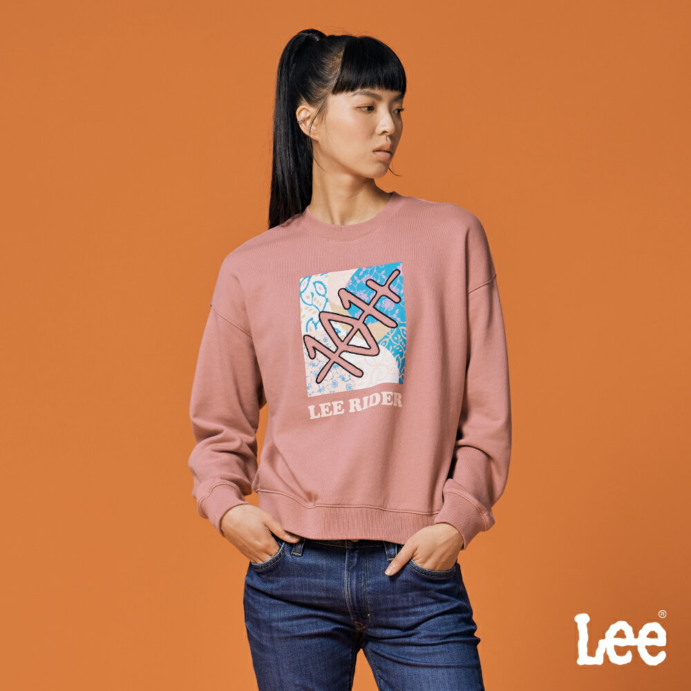 Lee 女款 寬鬆版 胸前系列LOGO印花 衛衣 大學T | 101+