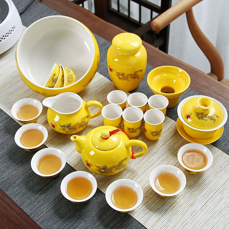 茶具套裝家用整套 陶瓷功夫茶具一套 結婚茶壺蓋碗茶杯茶道泡茶器-貼心優衣家居