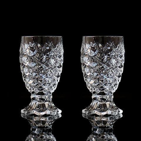 美人魚玻璃杯魚鱗紋家用高腳透明紅酒杯子可愛果汁耐熱ins高顏值