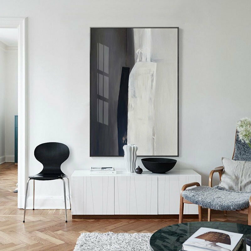 北歐抽象黑白過道墻面裝飾畫客廳沙發背掛畫現代簡約臥室床頭壁畫