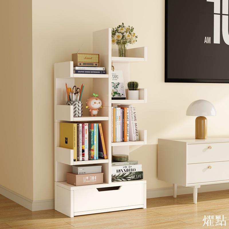 APP下單享點數9% 簡易書架靠墻落地小型臥室柜子網紅家用書柜客廳置物架多層收納架