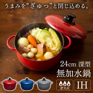 日本【IRIS OHYAMA】簡約時尚 無加水鍋 深型 24cm