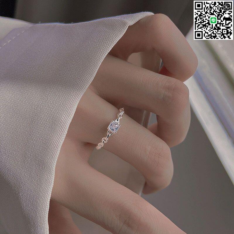 【千羽家居】【熱賣】戒指鈦鋼方鉆戒指女不掉色小眾設計學生冷淡風感網紅可調節潮代發