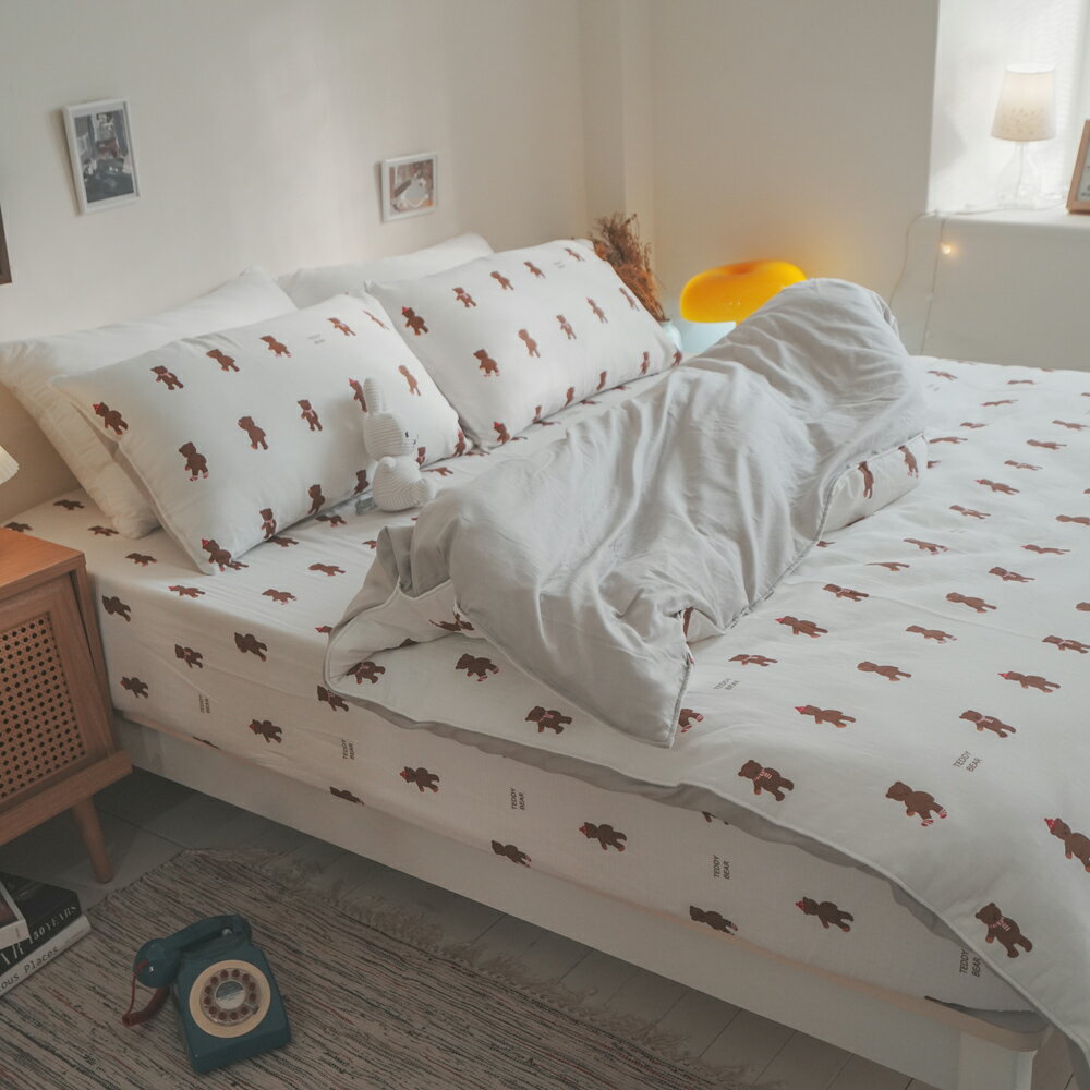 [ 小熊班尼 ] 二層紗  床包 兩用被組 台灣製造 純棉材質 棉床本舖  雙層紗 夏日透氣床包