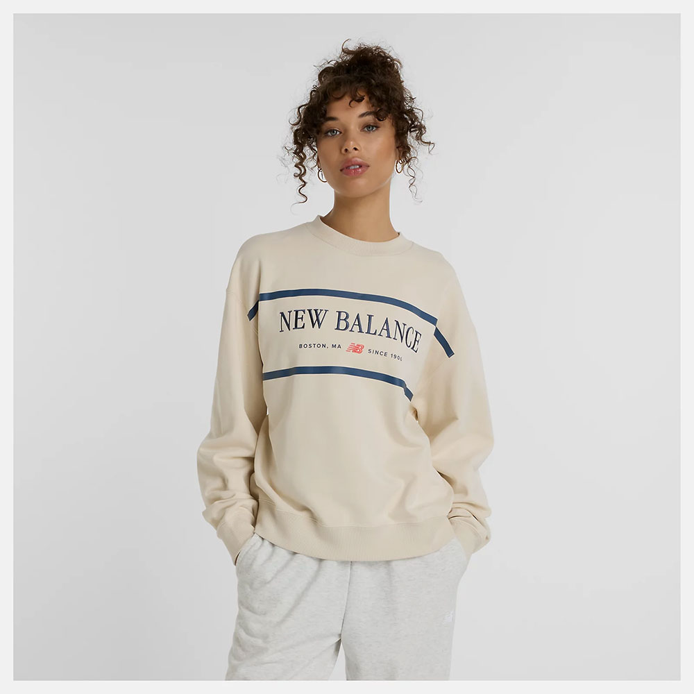 【全館滿額折】New Balance Athletics Nautical Lobster 米 圓領 長袖 上衣 女款 H8497【新竹皇家 WT51923 LIN】