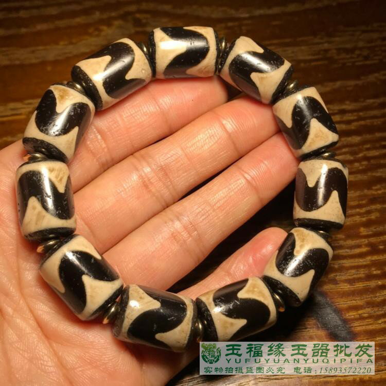 西藏天珠虎牙三眼天珠手串真品至純瑪瑙玉髓包漿油潤風化清晰| 協貿國際