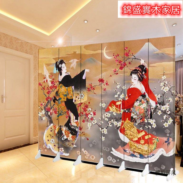附發票 【隔斷屏風裝飾 加贈底座】日式和風背景屏風浮世繪壽司仙鶴隔斷日本料理韓國烤肉餐廳富士山