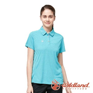 【wildland 荒野】女 POLARTEC雙色抗UV排汗短袖POLO衫『冰河藍』P1611