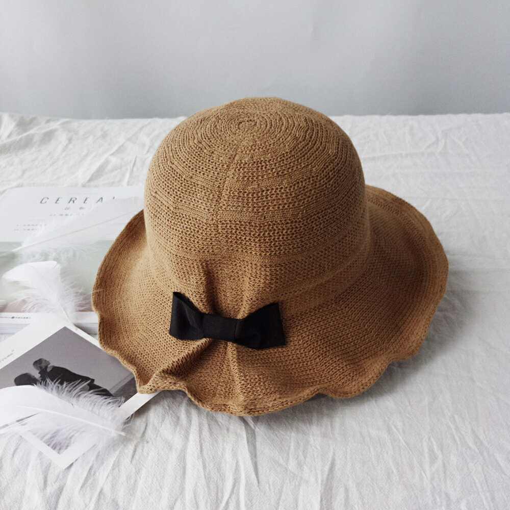 ✤宜家✤時尚夏日遮陽草帽 可折疊沙灘遮陽帽23