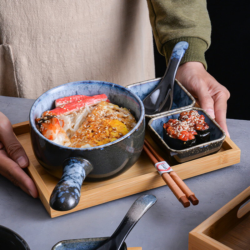 日式餐具一人食早餐套裝陶瓷簡約家用創意泡面碗筷單人一套裝精致