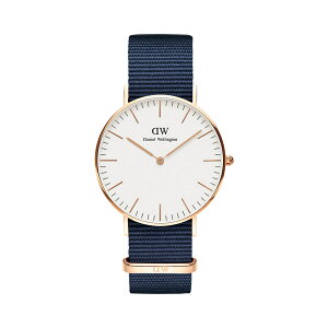Daniel Wellington帆布風格時尚腕錶白面+帆布藍-36mm-DW00100279