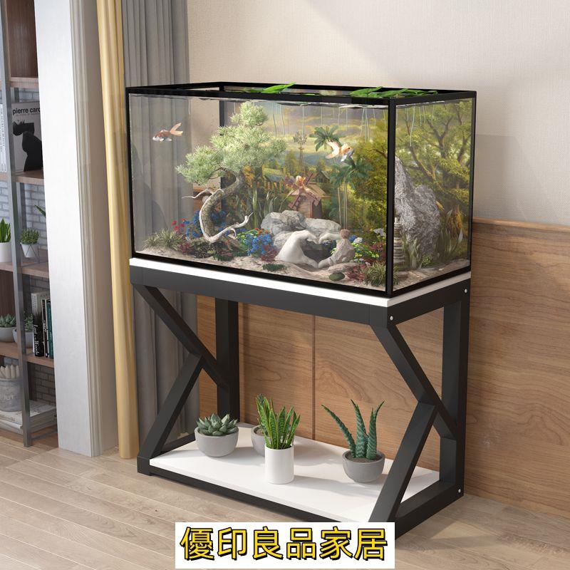 免運 開立發票 置物架 收納架 魚缸置物架 客廳收納架 置物櫃 魚缸架子家用鐵藝小型底櫃金屬底架底座草缸櫃子桌子多層置物架yylp1030