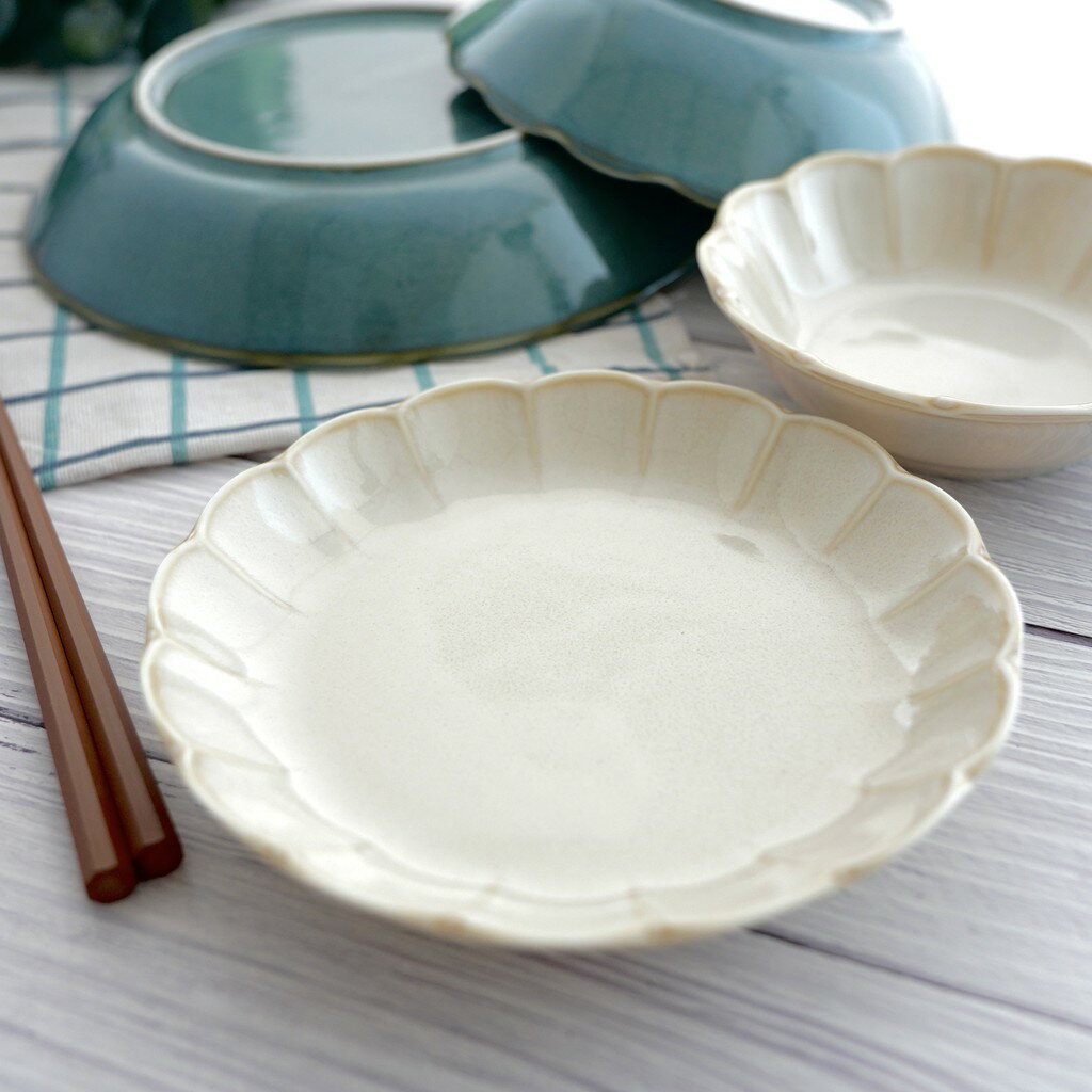 日本製美濃燒 復古花邊造型 盤子 菜盤 碟子 陶瓷盤 廚房用品 廚房餐具 日式料理 中式料理 海鮮盤 果盤可微波/機洗