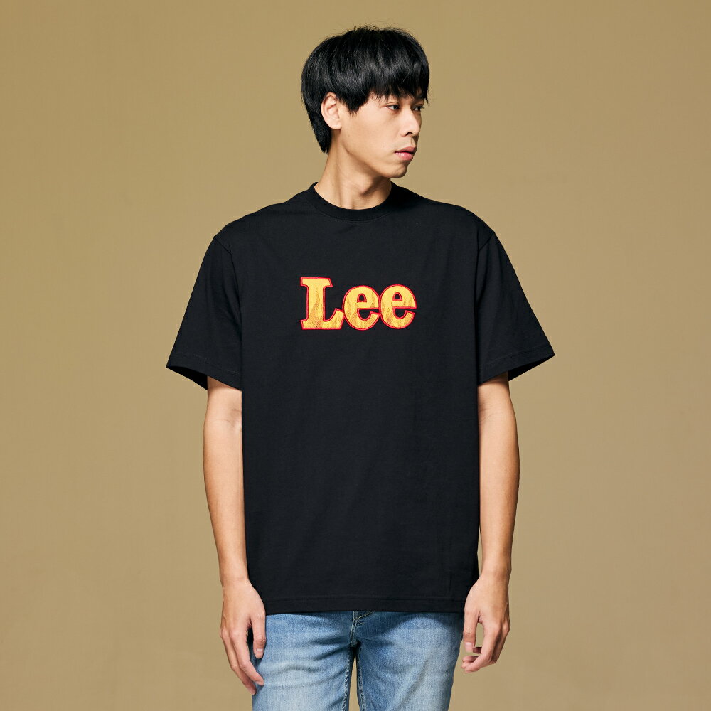 Lee 男款 寬鬆版 火焰織標LOGO 系列刺繡 短袖T恤 | 101+