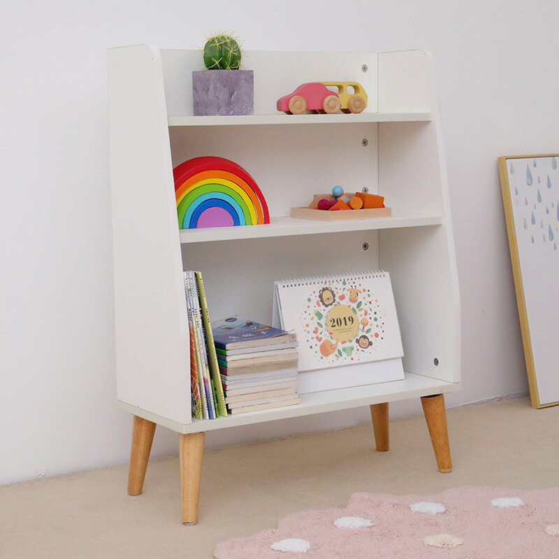 免運 可開發票 兒童簡約落地小書柜繪本架北歐風創意玩具收納柜 家用墻角置物架
