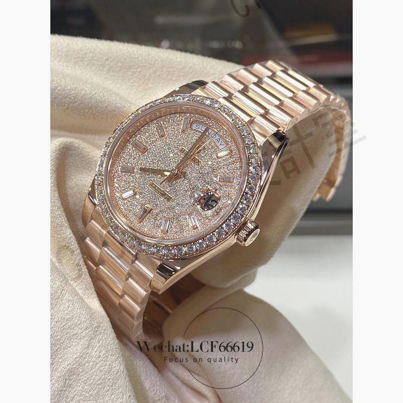 時尚典雅，金風格鑽石錶盤潮流男士手錶，雙日期男士豪華自動魅力機械手錶【亞德機械五金家居】 2