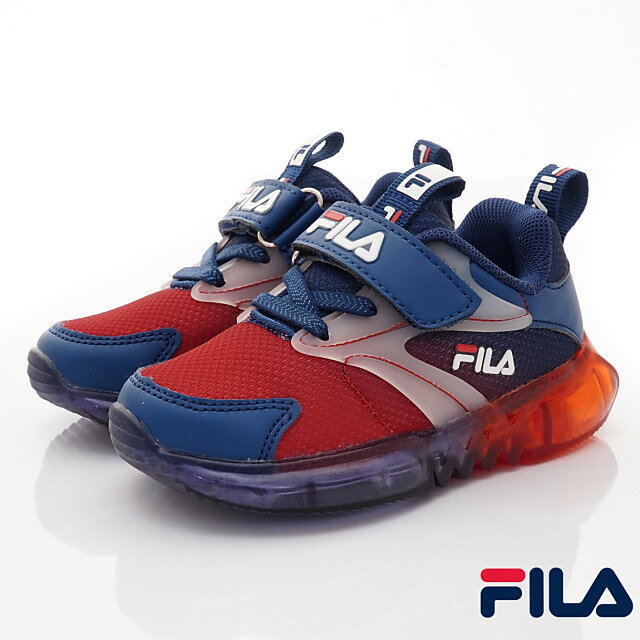FILA斐樂頂級童鞋-輕量電燈運動鞋7-J852V-123藍白紅(中小童段