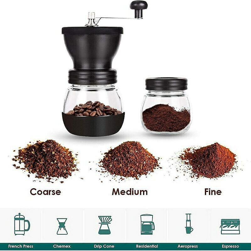 （咖啡用品與配件）手動咖啡研磨機, 帶儲物罐錐形陶瓷毛刺安靜和鍋