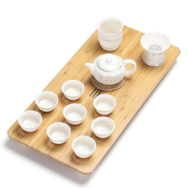 實木竹茶盤簡約茶海平板小茶臺家用功夫茶具套裝清新整套茶具茶道