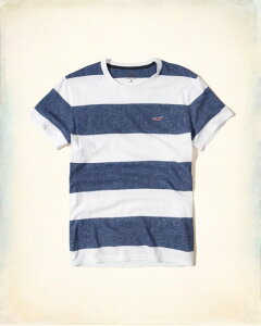 美國百分百【Hollister Co.】T恤 HCO 短袖 T-shirt 海鷗 上衣 條紋 深藍白色 S號 I210