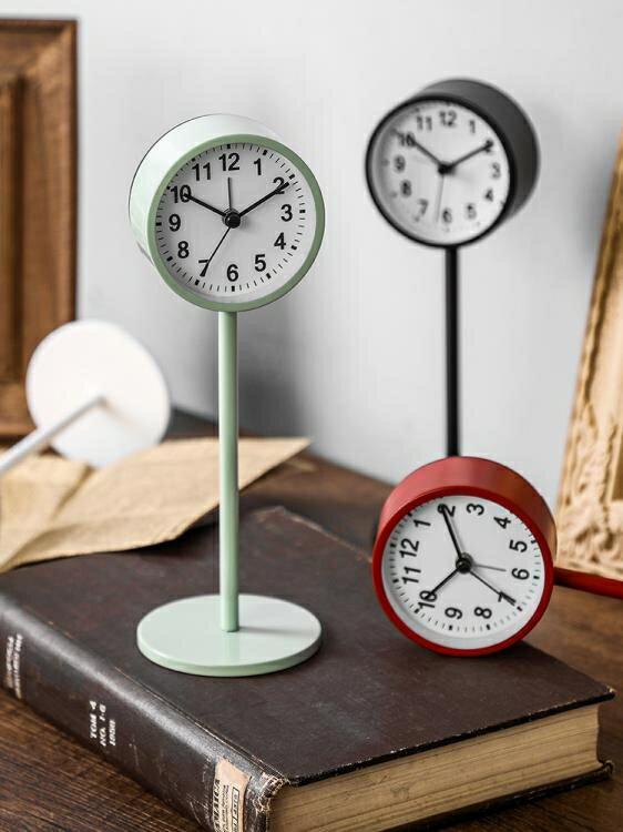 鬧鐘簡約北歐風格學生用靜音床頭鐘錶創意個性台鐘桌面擺件小座鐘 全館免運