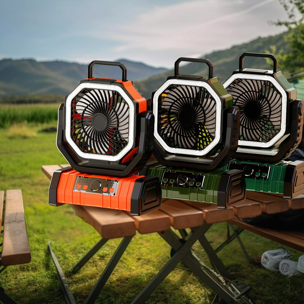免運保固 爆款多功能露營風扇戶外搖頭便攜式充電LED燈野營露營電風扇
