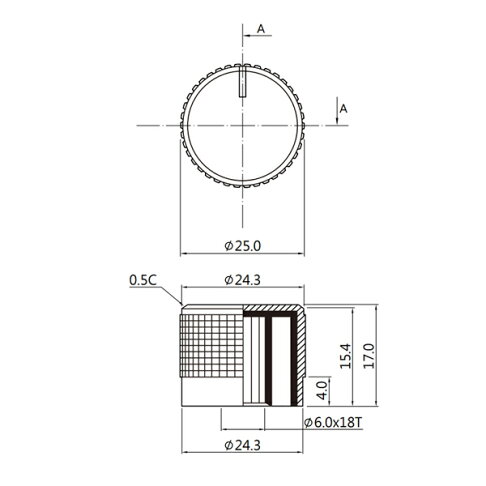 鋁殼旋鈕 黑 銀 白 螺帽 旋扭 25x17mm 18齒 鋁黑 鋁白 電子材料 音量旋鈕3272A 3272B 2