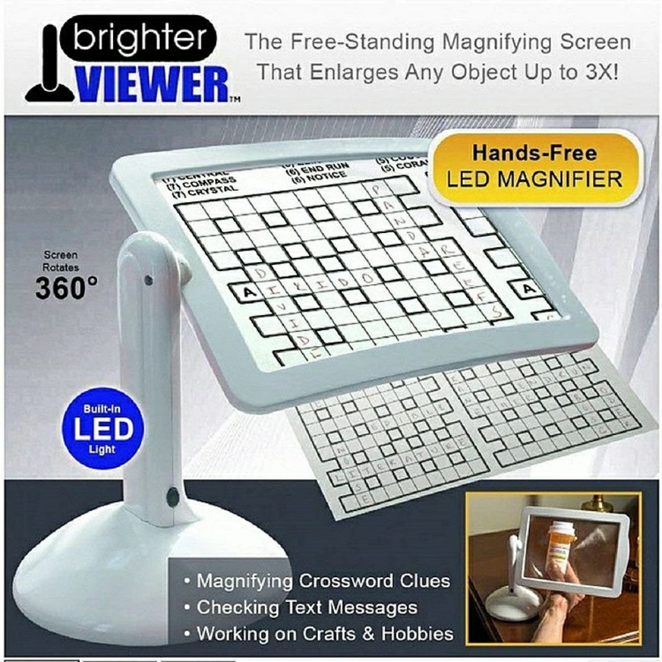 Brighter Viewer螢幕放大器360度旋轉支架臺式led燈3倍閱讀放大鏡