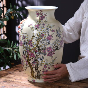 景德鎮陶瓷器落地花瓶大號中式客廳插花裝飾電視柜飾品擺件工藝品
