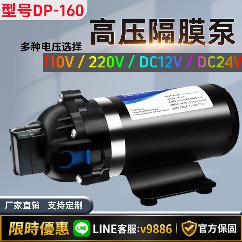 【臺灣公司 可開發票】DP160自吸隔膜泵110V/220V/12V/24V160W直流小型噴霧凈水器增壓泵