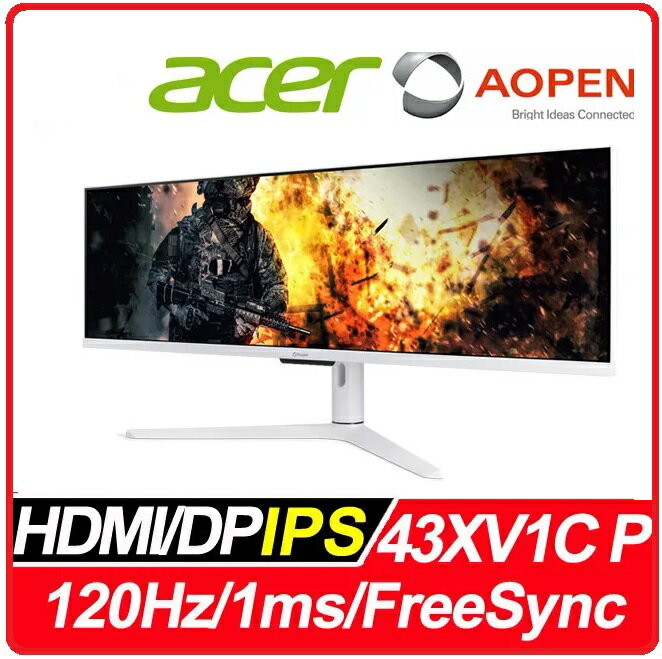 Aopen 建碁 43XV1C 44型32:9電競螢幕 3840*1080/178度/120H/1ms/HDMI*2/DP 1.2/