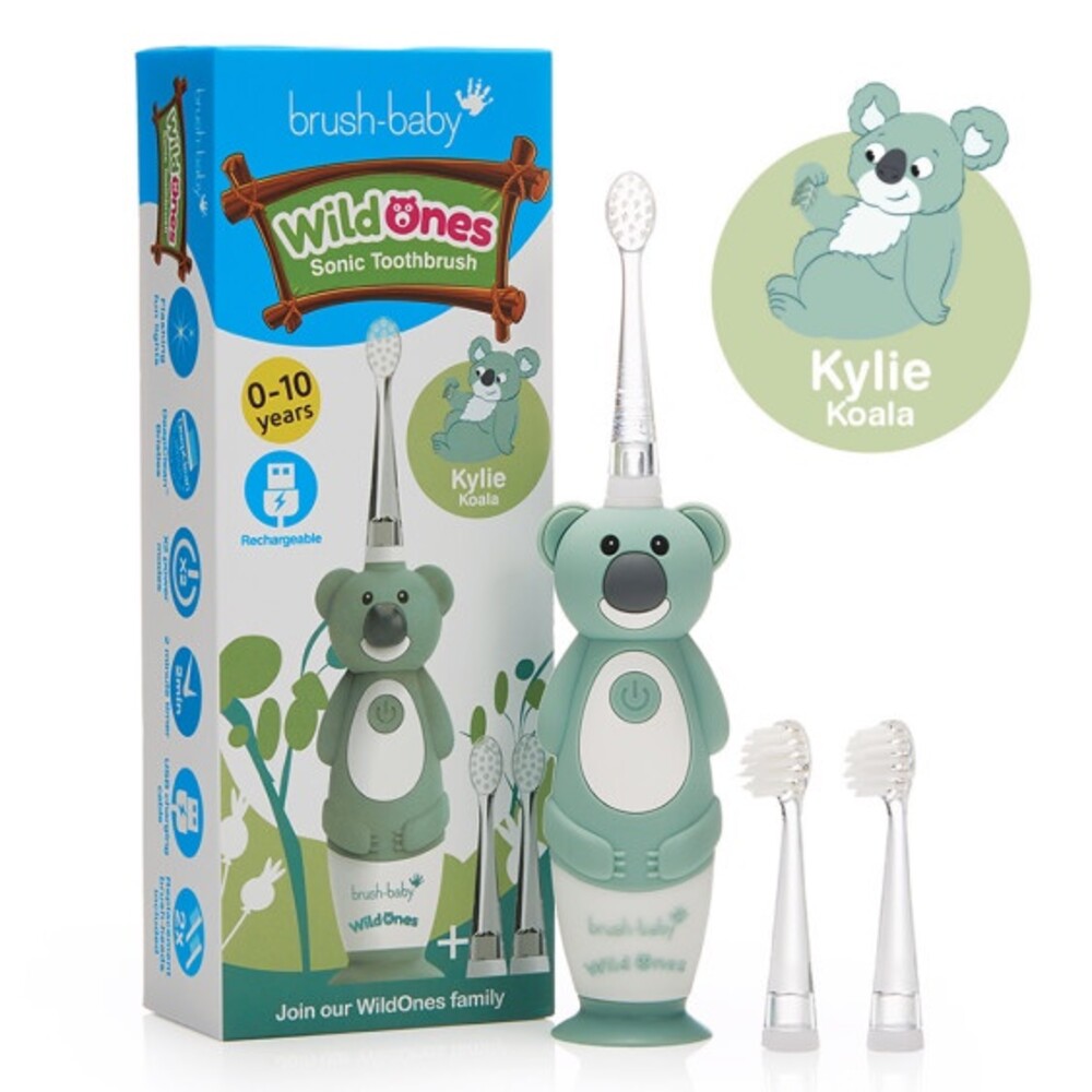 【牙齒寶寶】英國brush-baby充電式聲波電動牙刷(0-10歲/無尾熊-凱莉)