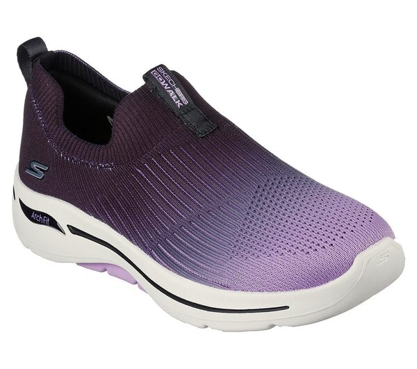Skechers Go Walk Arch Fit [124885BKLV] 女 健走鞋 休閒 步行 緩震 漸層 黑紫