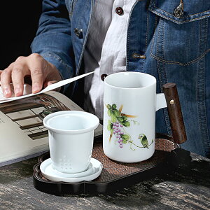陶瓷辦公個人杯茶水分離泡茶杯茶葉罐套裝茶杯禮品泡茶過濾