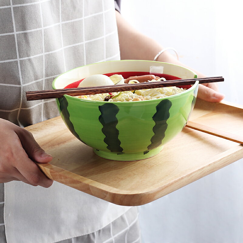 創意餐具陶瓷大碗湯碗面碗日式可愛學生宿舍泡面碗家用西瓜碗手繪