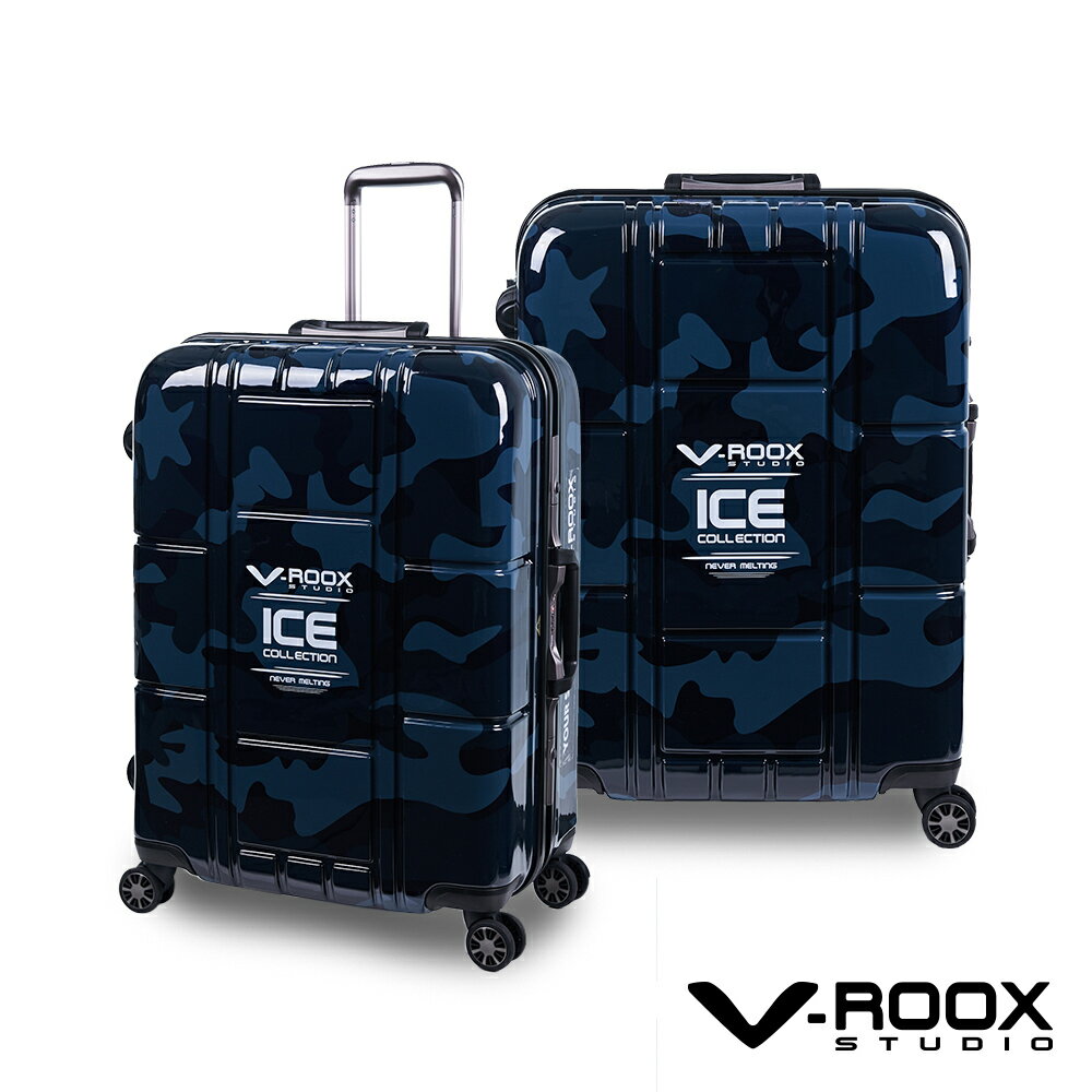<br/><br/>  V-ROOX ICE by A.L.I 28吋 不敗迷彩時尚行李箱 硬殼鋁框旅行箱-迷彩藍<br/><br/>
