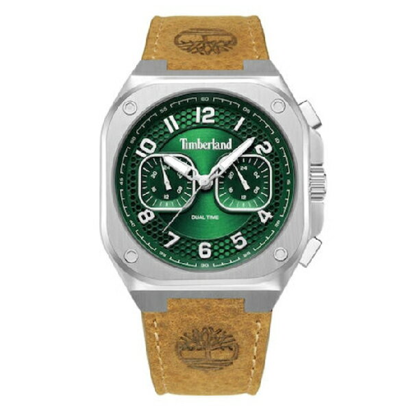 Timberland 天柏嵐 TDWGF0055002 兩地時間方形指針腕錶 皮帶 綠面 41mm｜樂天全館特惠中★指定刷卡回饋10%