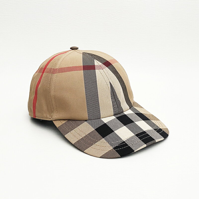 美國百分百【全新真品】Burberry 帽子 配件 休閒 棒球帽 專櫃精品 logo 經典格紋 卡其 CU14