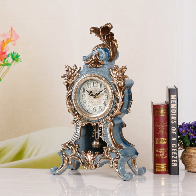 麗盛歐式復古客廳裝飾座鐘臥室床頭坐鐘客廳擺鐘臺面時鐘表帶鐘擺