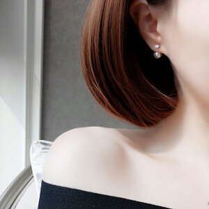 s925純銀珍珠耳環女新款潮氣質優雅耳釘簡約時尚韓國網紅名媛1入