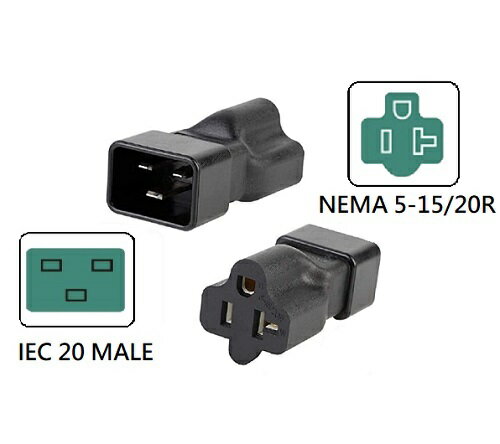 IEC320 C20公 轉 NEMA 5-15/20R 母 轉接頭C20 TO 5-15/20R (含稅) 【佑齊企業 iCmore】