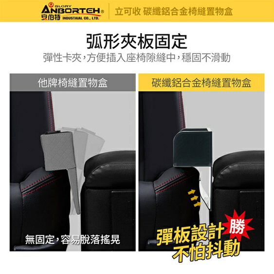 權世界@汽車用品 安伯特 鋁合金碳纖紋座椅邊椅縫插入式 彈性板固定車內便利收納置物盒 ABT-A088 5
