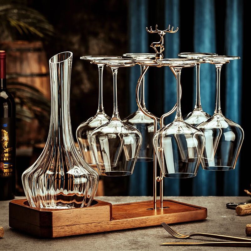 紅酒杯 免運 青蘋果歐式奢華水晶紅酒杯子高檔家用勃艮第高腳杯醒酒器酒具套裝SS050公司貨