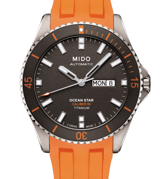 MIDO 美度 OCEAN STAR 海洋之星系列 鈦潛水機械錶 M0264304706100 灰 橘 42mm